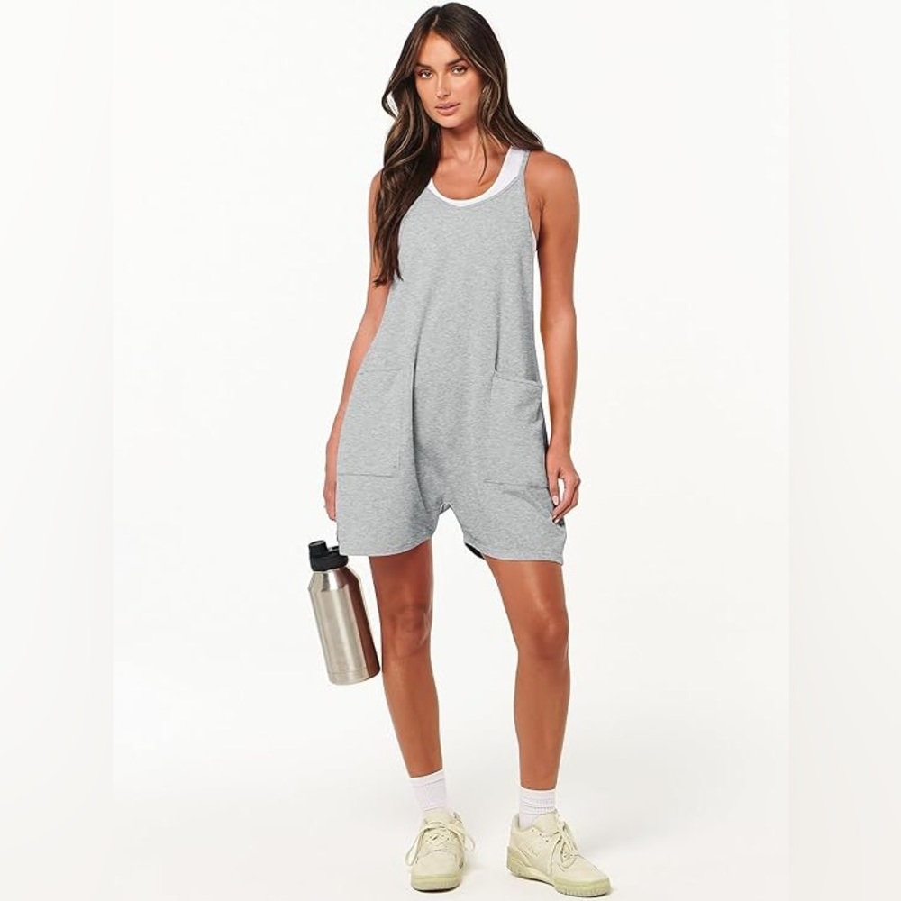 Prinbara Women's Summer Rompers Casual Sleeveless  Strap Shorts Jumpsuit medium